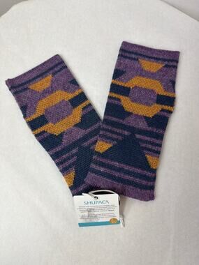 NWT Shupaca 100% Baby Alpaca PURPLE Handmade PERU Handwarmer Fingerless Gloves